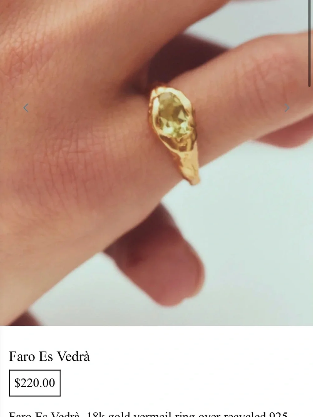 Simuero Faro Es Vedrà Gold Plated Ring